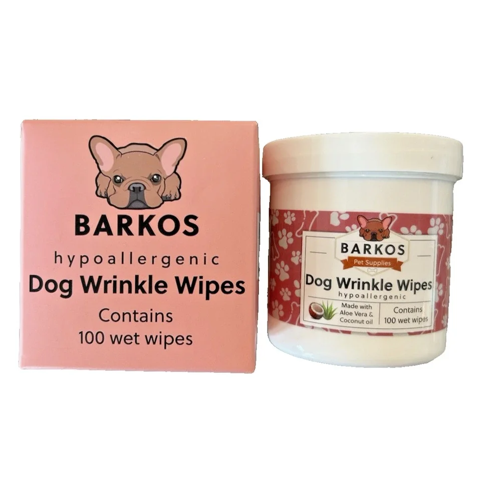 Lot Of 2 / Barkos Hypoallergenic Wrinkle Wipes Tear Stain Wipes For Dogs, 100ct
